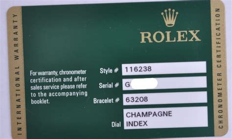 rolex date of purchase card